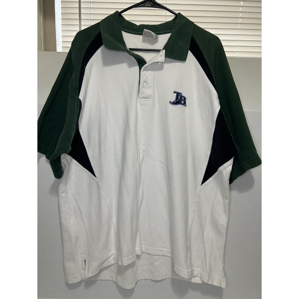 VTG Tampa Bay Devil Rays Lee Sport Short Sleeve Polo Short Green White XL MLB